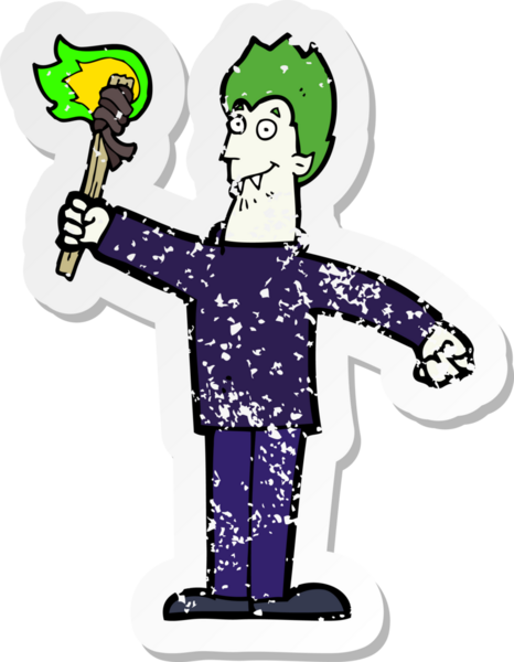 Bir insan tarafından çizilmiş ürkütücü bir vampirin gerilmiş çıkartması.