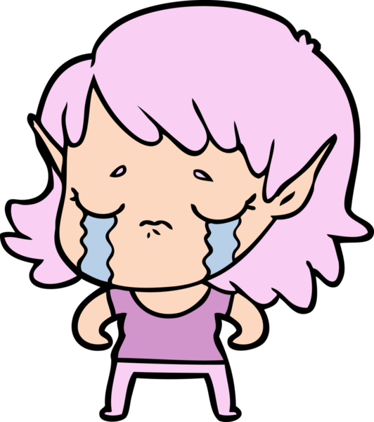 Bir insan tarafından çizilmiş ağlayan elf kızı.