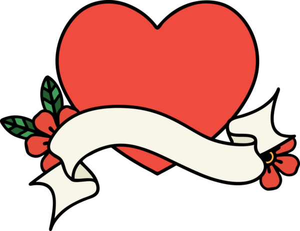 Bir insan tarafından çizilmiş kalp sancağıyla geleneksel dövme