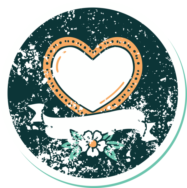 Bir insan tarafından çizilmiş kalp ve bayrağın sembolik depresif dövme şekli