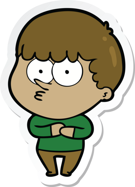 Bir insan tarafından çizilmiş meraklı bir çocuğun çıkartması.