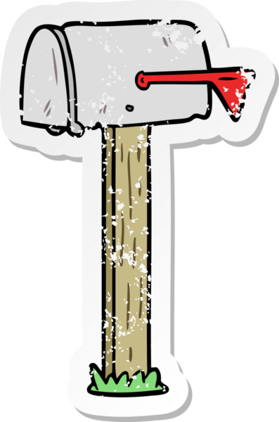 Bir insan tarafından çizilmiş karikatür posta kutusunun sıkıntılı çıkartması.