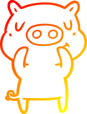 Bir insan tarafından çizilen çizgi film içerikli domuzun sıcak çizgi çizimi