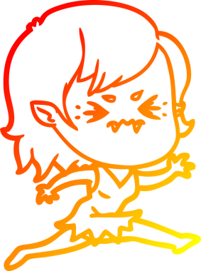 Bir insan tarafından çizilmiş kızgın bir vampir kız çizgi çizimi.