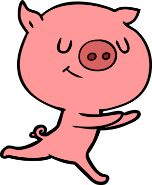 Bir insan tarafından çizilmiş mutlu çizgi film domuzu.