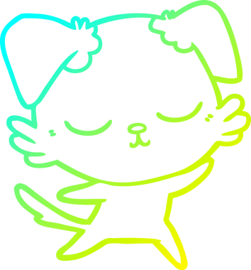 Bir insan tarafından çizilmiş şirin bir çizgi köpeğin soğuk gradyan çizgisi.