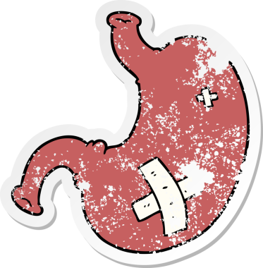 Bir insan tarafından çizilmiş karikatür midesi.