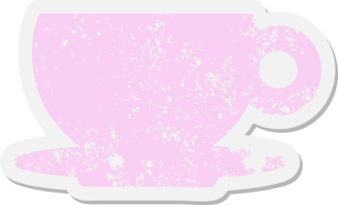 bir insan tarafından çizilmiş kahve ya da çay fincanı grunge etiketi