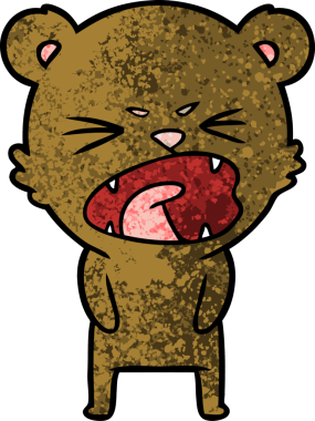 Bir insan tarafından çizilmiş kızgın çizgi film ayısı.