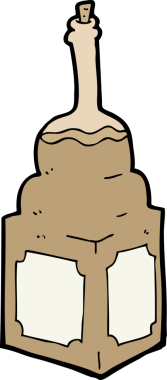 Bir insan tarafından çizilmiş eski bir viski şişesi.