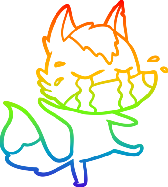 Gökkuşağı gradyan çizgi çizimi bir insan tarafından çizilmiş ağlayan bir kurt.