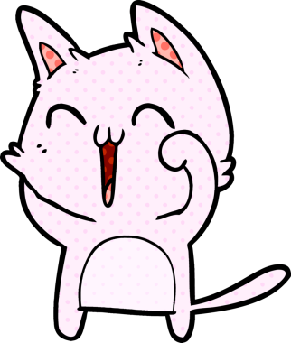 Mutlu çizgi film kedisi miyavlıyor bir insan tarafından