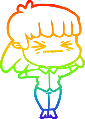 gökkuşağı gradyan çizimi bir insan tarafından çizilmiş bir karikatür kadın