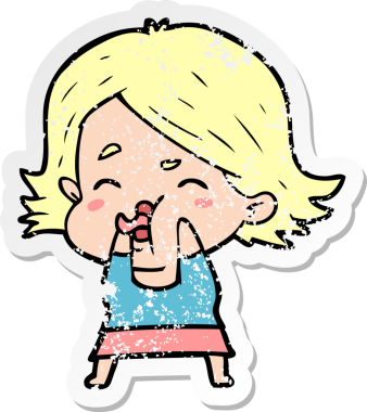 Bir insan tarafından çizilmiş karikatür kızının sıkıntılı çıkartması.