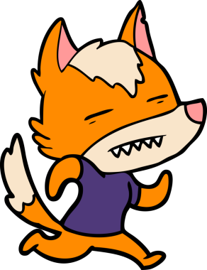 Bir insan tarafından çizilmiş tilki çizgi film karakteri