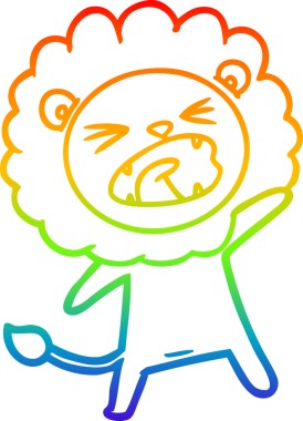 gökkuşağı gradyan çizgi çizimi bir insan tarafından çizilmiş bir aslan