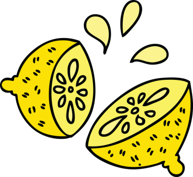 Bir insan tarafından çizilmiş garip bir çizgi film limonu.