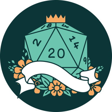 Bir insan tarafından çizilen 20 D20 zar atma ikonu