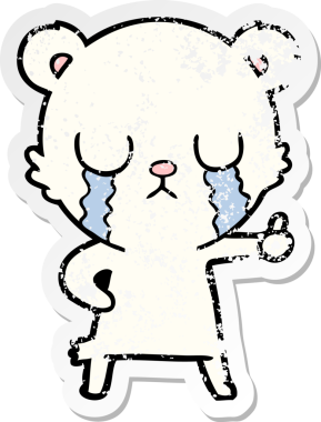 Bir insan tarafından çizilmiş ağlayan kutup ayısı karikatürü.