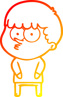 Bir insan tarafından çizilmiş, çizgi film karakteri meraklı bir çocuk çizimi.