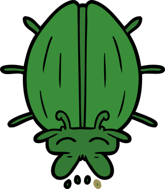 Bir insan tarafından çizilmiş sevimli çizgi film böceği.