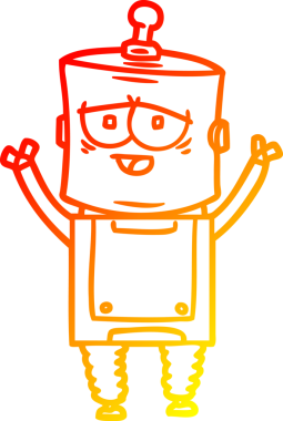 Bir insan tarafından çizilen çizgi film robotunun sıcak çizgi çizimi