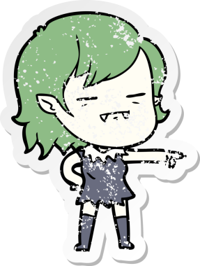 Bir insan tarafından çizilmiş ölümsüz vampir kız çizgi filminin sıkıntılı çıkartması.