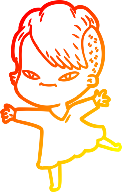 Hipster saç kesimi bir insan tarafından çizilmiş güzel bir çizgi film kızı çizimi.