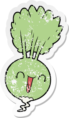 Bir insan tarafından çizilmiş karikatür kökü bitkisinin sıkıntılı çıkartması.