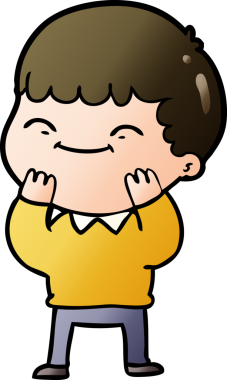 Bir insan tarafından çizilmiş mutlu çocuk çizgi filmi.