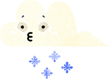 Bir insan tarafından çizilmiş bir kar bulutunun retro çizim tarzı karikatürü