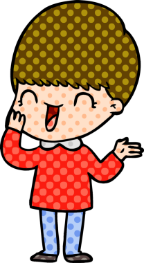 Bir insan tarafından çizilmiş mutlu çizgi film çocuğu.