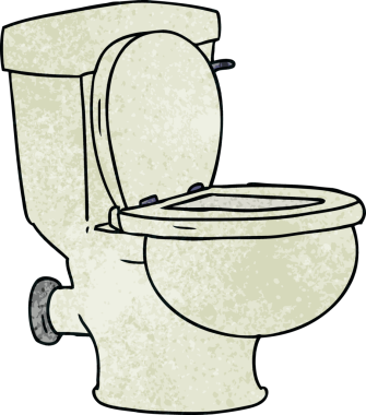 Bir insan tarafından çizilmiş bir tuvaletin el çizimi karikatürü.