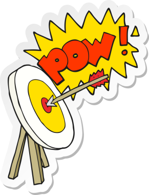 Bir insan tarafından çizilmiş çizgi film okçuluğunun çıkartması.