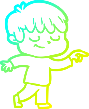 Bir çizgi film karakteri çizen soğuk çizgi bir insan tarafından çizilmiş mutlu çocuk.