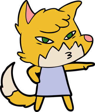 Bir insan tarafından çizilmiş akıllı çizgi film tilkisi.