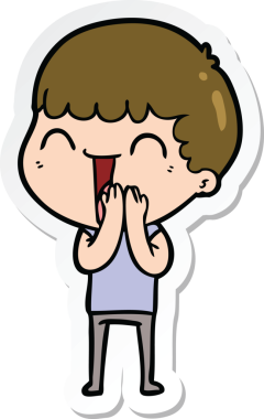 Bir insan tarafından çizilmiş mutlu bir adamın çıkartması.