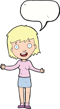 Bir insan tarafından çizilmiş konuşma balonu olan heyecanlı bir karikatür.