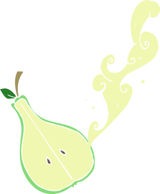 Bir insan tarafından çizilmiş yarım armutun düz renk çizimi