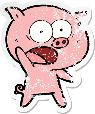 Bir insan tarafından çizilmiş bağıran bir domuzun sıkıntılı çıkartması.