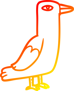 Bir insan tarafından çizilmiş çizgi film kuşunun sıcak gradyan çizimi