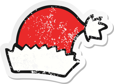 Bir insan tarafından çizilmiş bir karikatür Noel şapkasının sıkıntılı çıkartması.