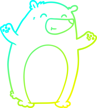 Bir insan tarafından çizilen mutlu çizgi film ayısının soğuk gradyan çizgisi.