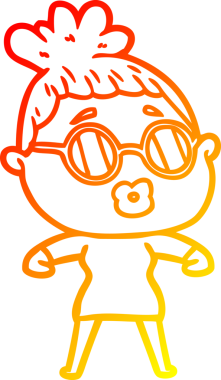 Bir insan tarafından çizilmiş gözlüklü bir karikatür kadın çizimi.