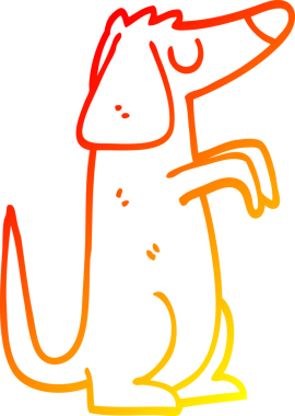 Bir insan tarafından çizilmiş çizgi film köpeğinin sıcak çizgi çizimi