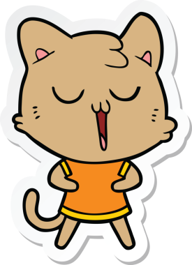 Bir insan tarafından çizilmiş çizgi film kedisinin çıkartması.