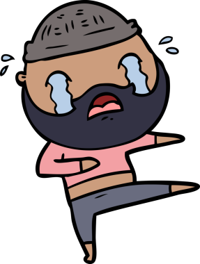 Bir insan tarafından çizilmiş ağlayan sakallı bir dansçı.