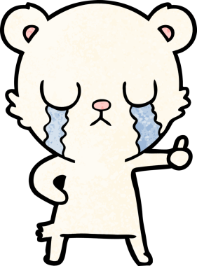 Bir insan tarafından çizilmiş ağlayan kutup ayısı çizgi filmi.