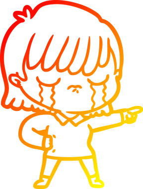 Bir insan tarafından çizilmiş, ağlayan bir çizgi kadın çizimi.