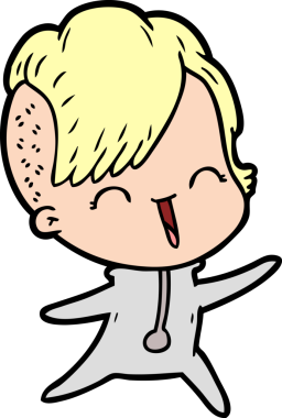 Mutlu çizgi film hipster kızı bir insan tarafından çizildi.